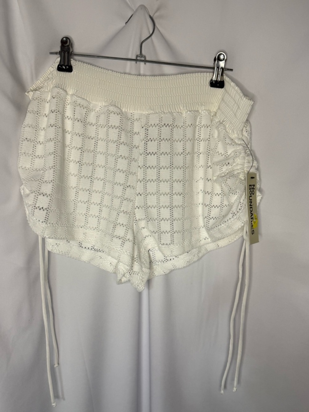 White swim suit cover up shorts